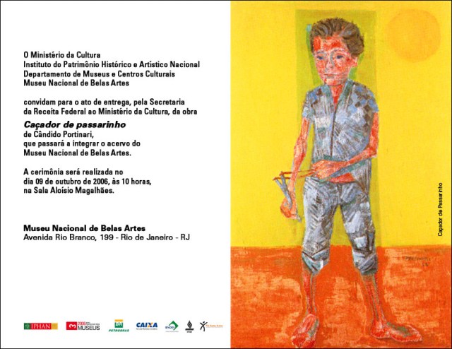Convite, por ocasião da entrega do quadro de Portinari ao MNBA